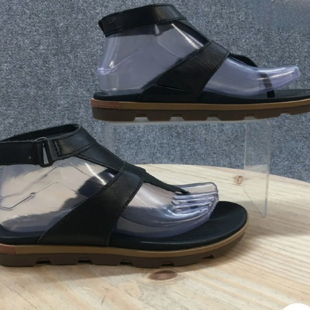 Sorel Torpeda Ankle T Strap  9.5 Black Leather Sandal